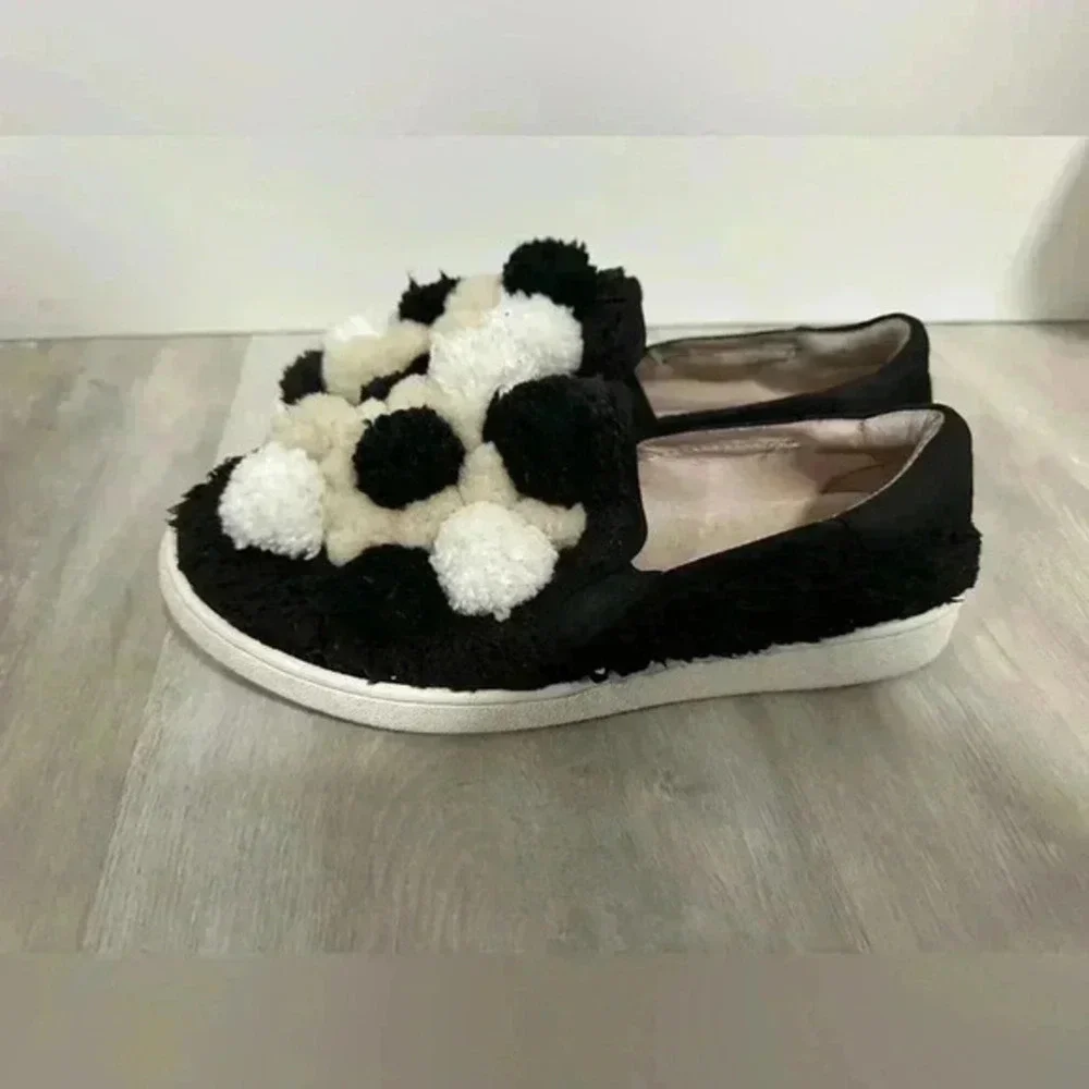 UGG Black White Pom Pom Slip On Loafer Shoes Women US 7 EU 38 - Picture 4 of 9